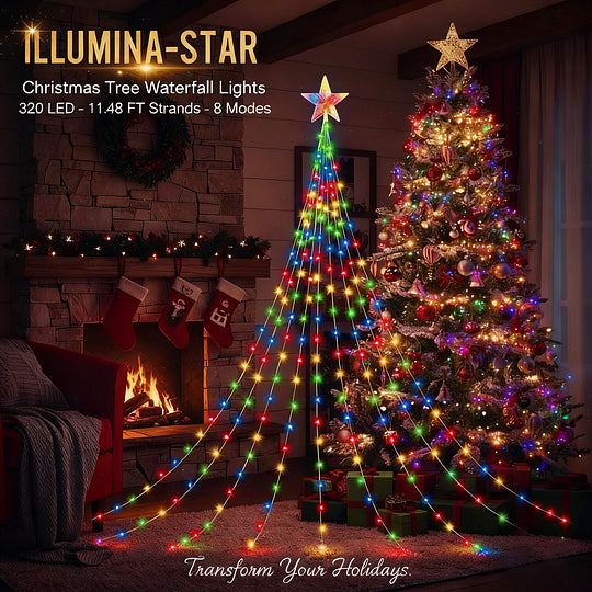 Stjernelysende kaskade-julelys