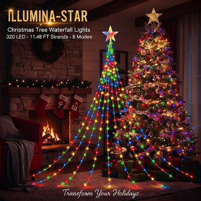 Stjernelysende kaskade-julelys