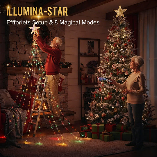 Stjernelysende kaskade-julelys