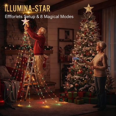 Stjernelysende kaskade-julelys