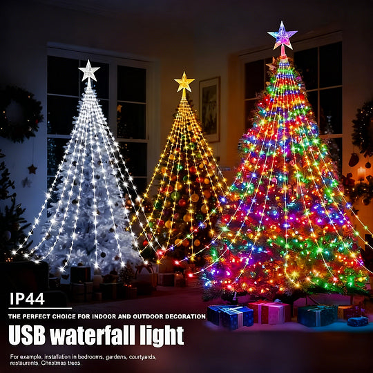 Stjernelysende kaskade-julelys