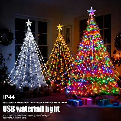 Stjernelysende kaskade-julelys