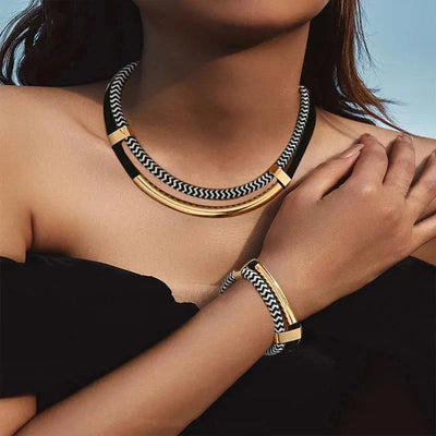 Astrid - Dobbeltlags rebarmbånd og halskædesæt