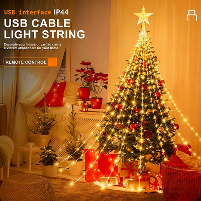 Stjernelysende kaskade-julelys